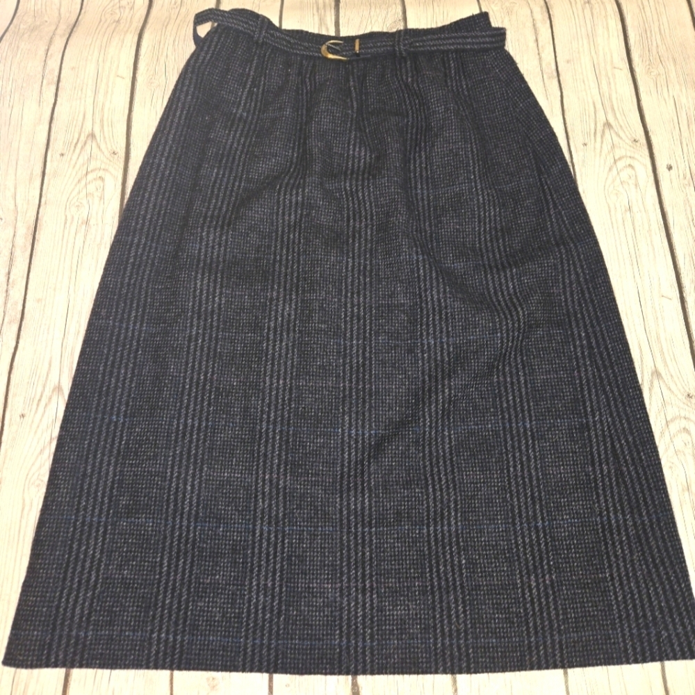 VTG Barclay Square Belted Wool Plaid Skirt SIZE 12